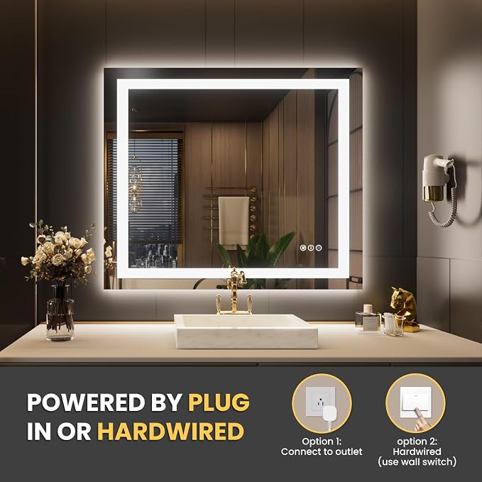 LOAAO 40"x34" LED Bathroom Mirror - Image 6