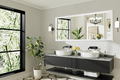 72x32 Inch White Bathroom Mirror - Image 8