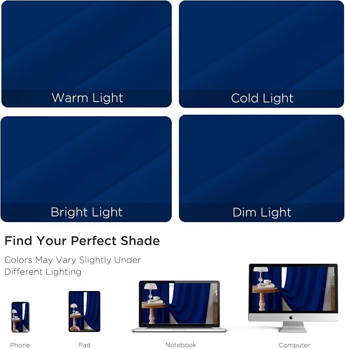 CUCRAF Royal Blue Blackout Curtains 96 inch Length 2 Panels Set, Rod Pocket - Image 3