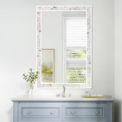 Tanmicoshomy Brown Shell Framed Rectangular Wall Mirrors - Image 7
