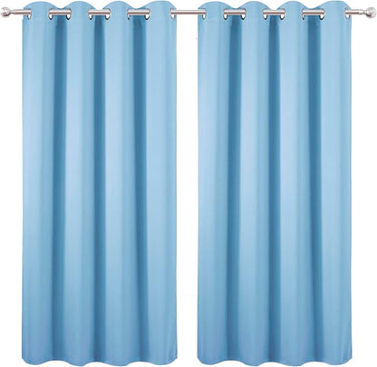 LEMOMO Sky Blue Blackout Curtains 66 x 63 Inch Length/Set of 2 Curtain - Image 9