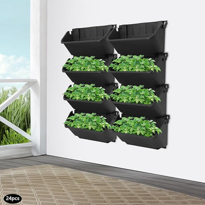 24 Pots Wall Mounted Planter, Plastic Wall Vertical Planter, - Image 8