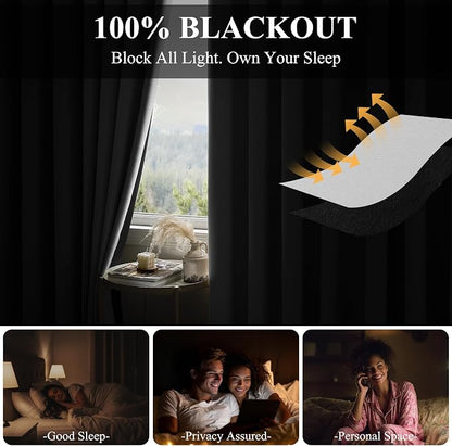 RYB HOME 100% Blackout Curtains Extra Wide - Image 3