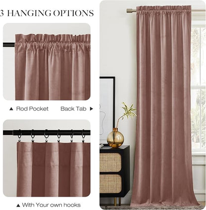 NICETOWN Dusty Pink Velvet Curtains 108 inch Long 52 inch Wide, Luxury and Soft - Image 7