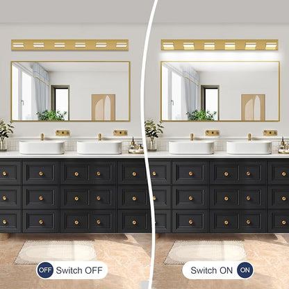 SineRise LED Modern Bathroom Vanity Light Fixtures, Brass Modern Acrylic - Image 6
