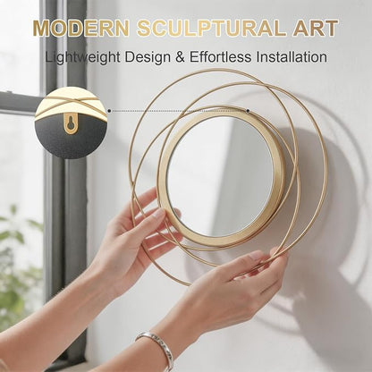 4 Piece Gold Round Wall Mirror Set Modern Metal Circle Home Decor - Image 5