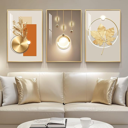 Framed Modern Luxury Gold Wall Art, Wall Decor by Cuspin