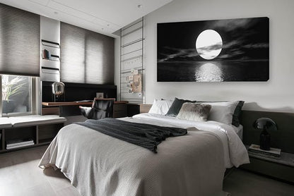 Cao Gen Decor Art S06475 Wall Art Canvas Sea White Full Moon in Night Picture - Image 2