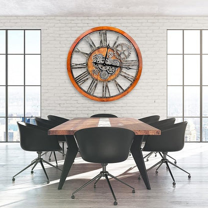 The B-Style 36" Large Moving Gear Wall Clock Oversized Vintage Farmhouse Wall - Image 6