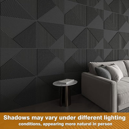 WOWSTAR 12-Pack 3D Wall Panels 19.7" x 19.7", Modern Black Wall Covering - Image 3