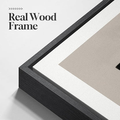 Large Framed Black and White Neutral Abstract Wall Art - Image 3