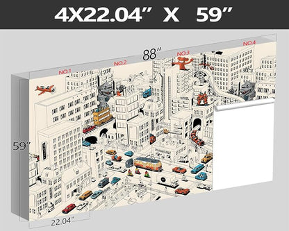 XMPMBM-Cartoon Comics City Nursery Room Fabric Wallpaper Kids Bedroom - Image 4