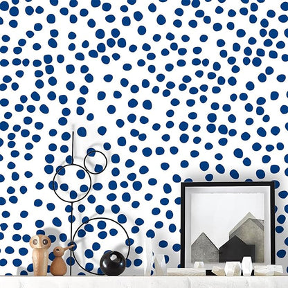 Jeweluck Blue Polka Dot Peel and Stick Wallpaper Blue and White Contact Paper by Jeweluck