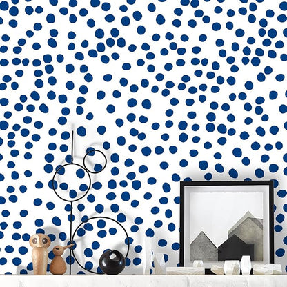 Jeweluck Blue Polka Dot Peel and Stick Wallpaper Blue and White Contact Paper by Jeweluck