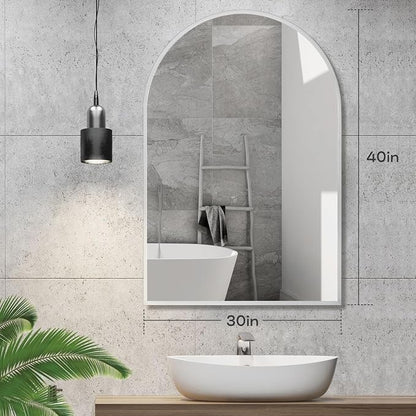 30" x 40" Silver Arched Mirror, Large Arch Bathroom Vanity and Wall Decor Mirror - Image 3