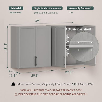 FIMELLO 59" Wall Cabinets for Laundry Room - Image 2