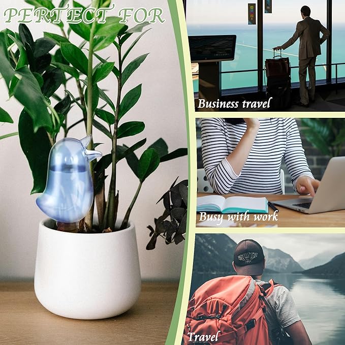 4 Pack Self Watering Spikes, Indoor Plant Watering Globes, Bird Shape Automatic Irrigation Spikes,Plant Watering Devices (Green&Blue)