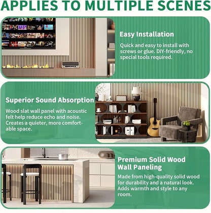 Wood Slat Acoustic Panels, 2 Pack 47.2" x 23.6"/ 120 x60cm Wood Wall Panels - Image 4
