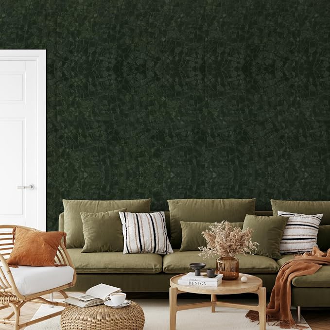Abyssaly Dark Green Peel and Stick Wallpaper - Image 5