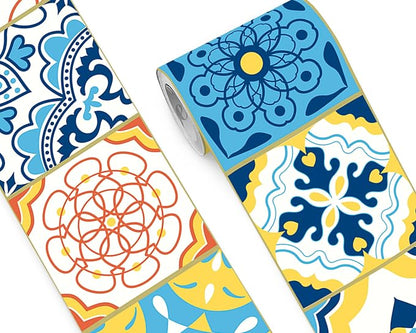 FLFK Wallpaper Border Tile Stickers Peel and Stick Wall Border by FLFK