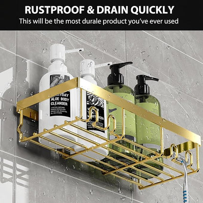 Moforoco Shower Caddy Shelf Organizer Rack, Self Adhesive Black Bathroom - Image 5