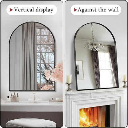 Large Black Arched Mirror, Arched Top Bathroom Vanity Mirror - Image 2