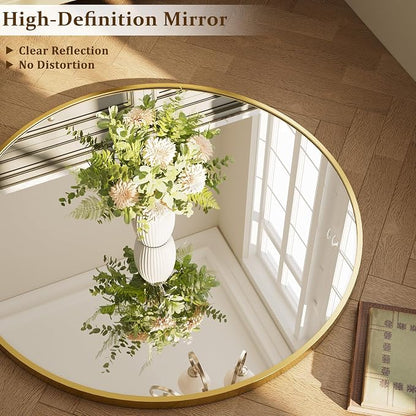 XRAMFY 42 Inch Round Gold Metal Wall Mirror - Image 6