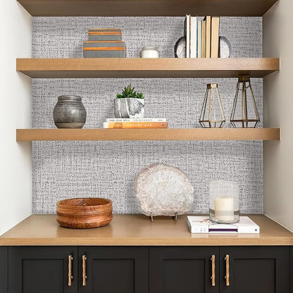 Grey Grasscloth Peel and Stick Wallpaper 17.7inchx118.1inch Textured Wallpaper - Image 4