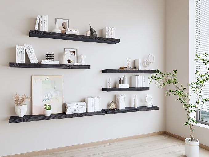 60 inch Black Floating Shelves for Wall 8 -inch deep Set of 2, Heavy Duty Solid - Image 7