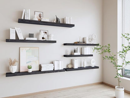 60 inch Black Floating Shelves for Wall 8 -inch deep Set of 2, Heavy Duty Solid - Image 7