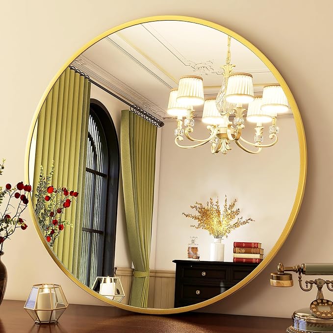 HARRITPURE Round Mirror 30 Gold Wall Mounted Circle Mirrors Vanity Mirror - Image 3
