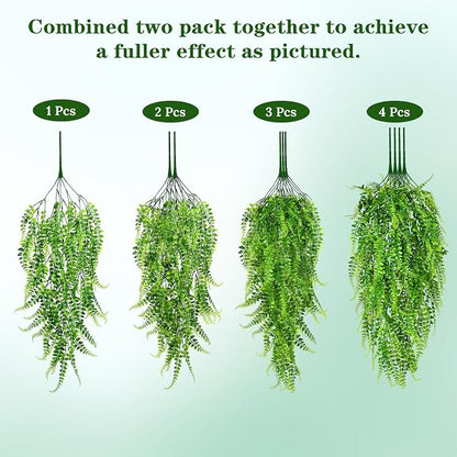 Waipfaru 4Pcs Fake Ferns Fake Hanging Plants Artificial Ferns - Image 6