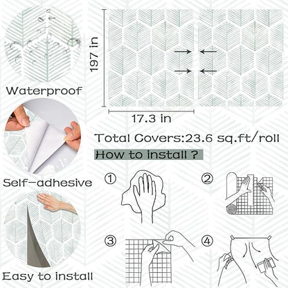 Modern Peel and Stick Wallpaper 17.3''×197'' Geometric Wallpaper Boho Contact - Image 3