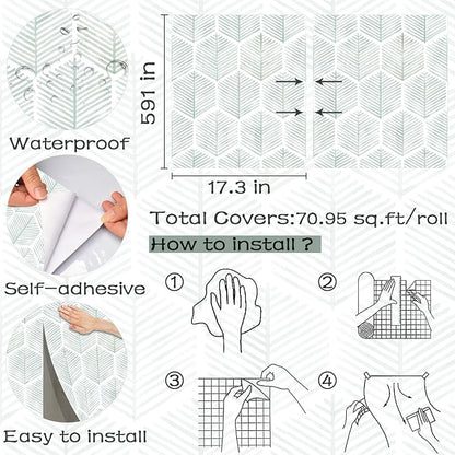 Modern Peel and Stick Wallpaper 17.3''×591'' Geometric Wallpaper Boho Contact - Image 3