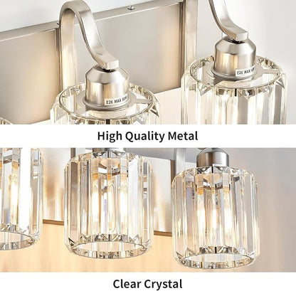 Crystal Bathroom Lighting Fixtures Over Mirror, 6 Light Brushed Nickel Vanity - Image 4