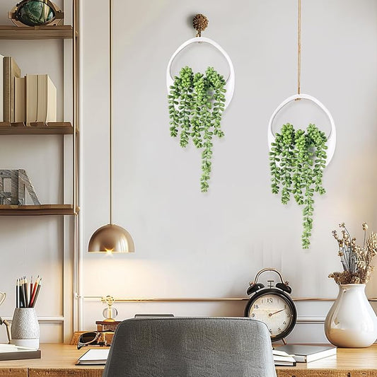 Der Rose 2 Packs Fake Hanging Plants Succulents - Image 2