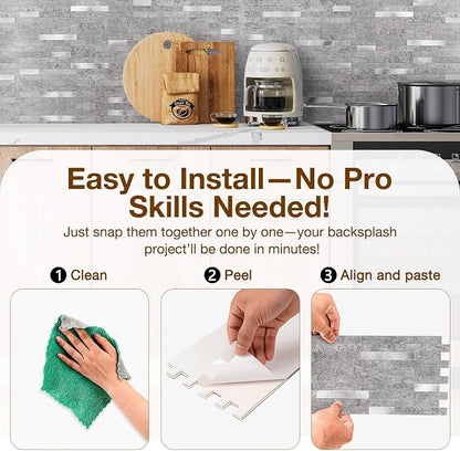 Peel and Stick Backsplash Tile Waterproof Removable PVC Wall Sticker 3D Faux - Image 5