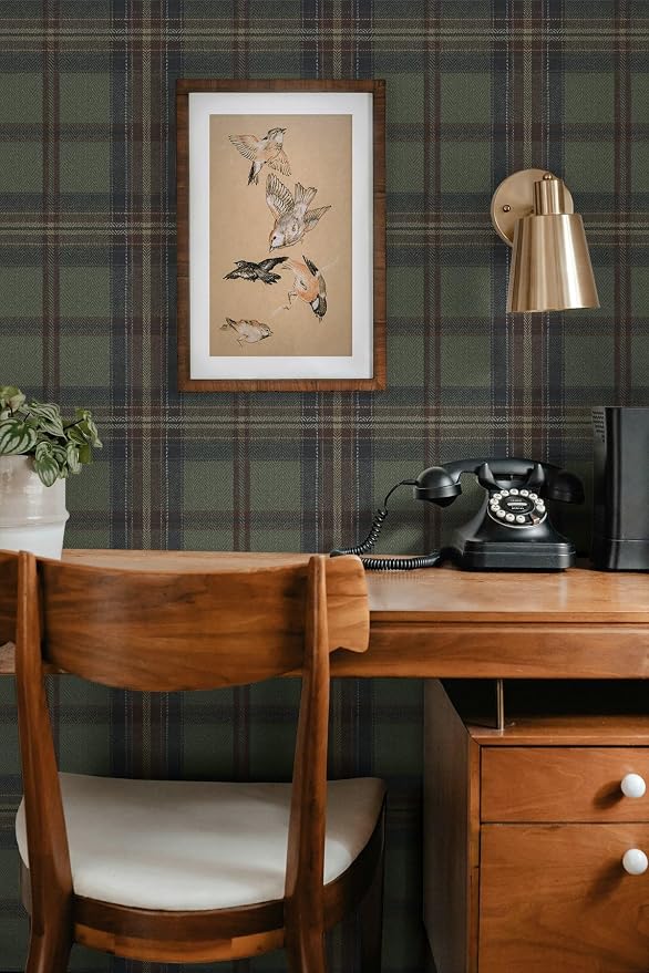 NextWall Harry & Grace Herringbone Plaid Premium Matte Non-Woven Peel and Stick - Image 5