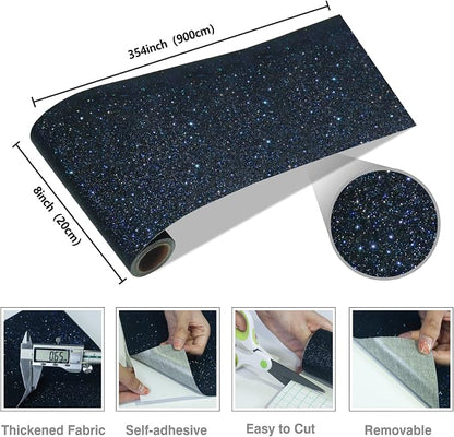 CRE8TIVE Black Blue Glitter Wallpaper Stick and Peel 8"x354" Glitter Wallpaper - Image 9