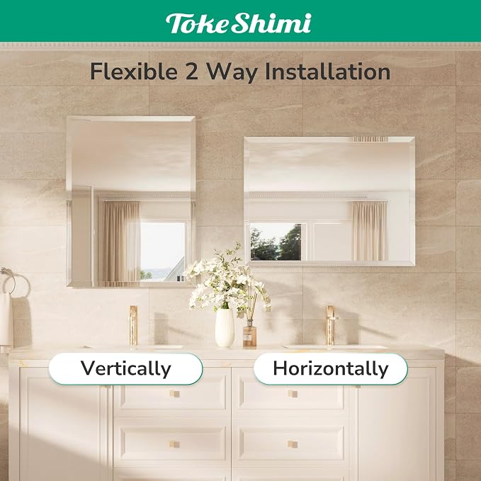 TokeShimi 16x24 Beveled Mirror Bathroom Rectangle, Bathroom Vanity Mirror - Image 7