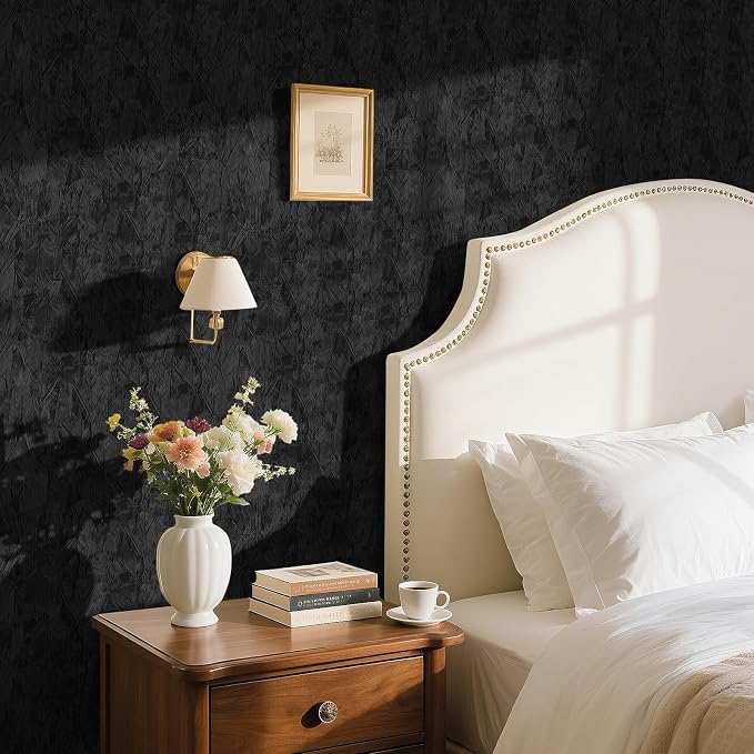 30" x 160" Large Size Self Adhesive Felt Fabric Wallpaper Black Velvet - Image 2