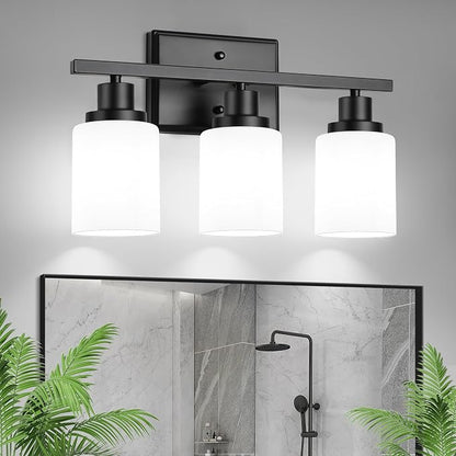 Ascher Bathroom Light Fixtures, 3-Light Vanity Light Over Mirror, Modern Matte by Ascher