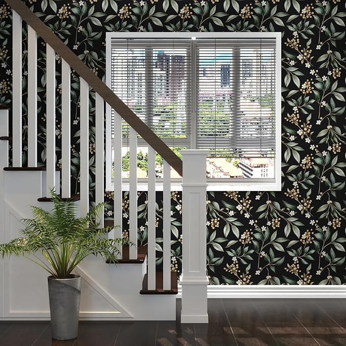 Dark Peel and Stick Wallpaper Vintage – Dark Green Leaf Removable Self-Adhesive - Image 6