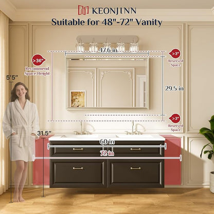 Keonjinn 48" x 30" Brushed Nickel Bathroom Mirrors - Image 2