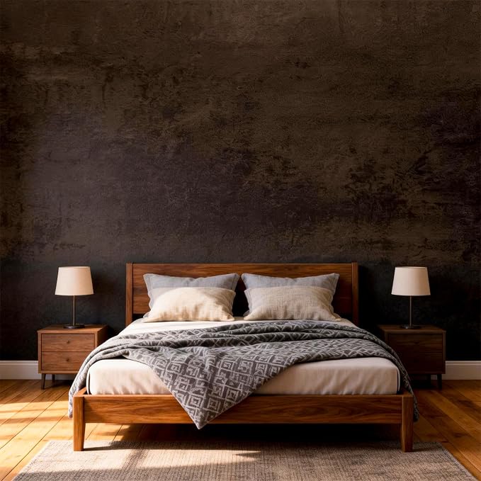 Deep Brown Peel and Stick Wallpaper Concrete 16" x118" Cholocate Limewash - Image 4