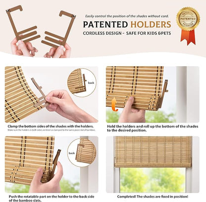 LazBlinds Cordless Bamboo Blinds, Roll Up Shades - Image 3