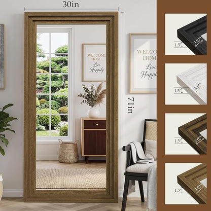 Full Length Mirror 71"x30", Large Solid Wood Frame Floor Mirror, Leaning Floor - Image 2