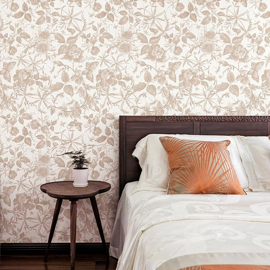 JiffDiff Vintage Peel and Stick Wall Stick，Champagne Wallpaper Rose Removable - Image 2