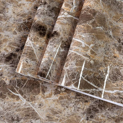 BAYYA Extra Wide Marble Granite Peel and Stick Wallpaper Brown Thicken by BAYYAPeelandStickWallpaper