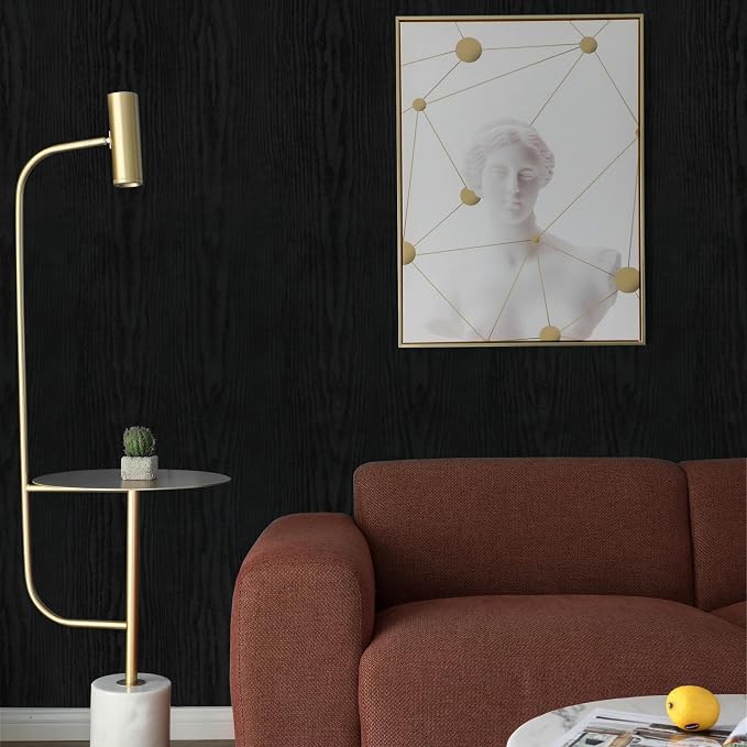 Vinjiasin Peel and Stick Wallpaper Black Wallpaper Black Wood Contact Paper - Image 8